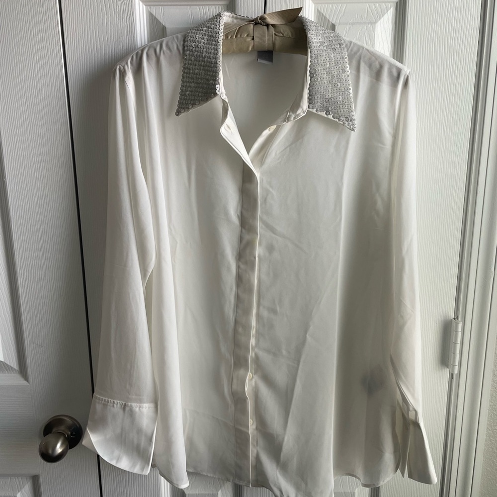 Elegant White Shirt with Silver Accents
